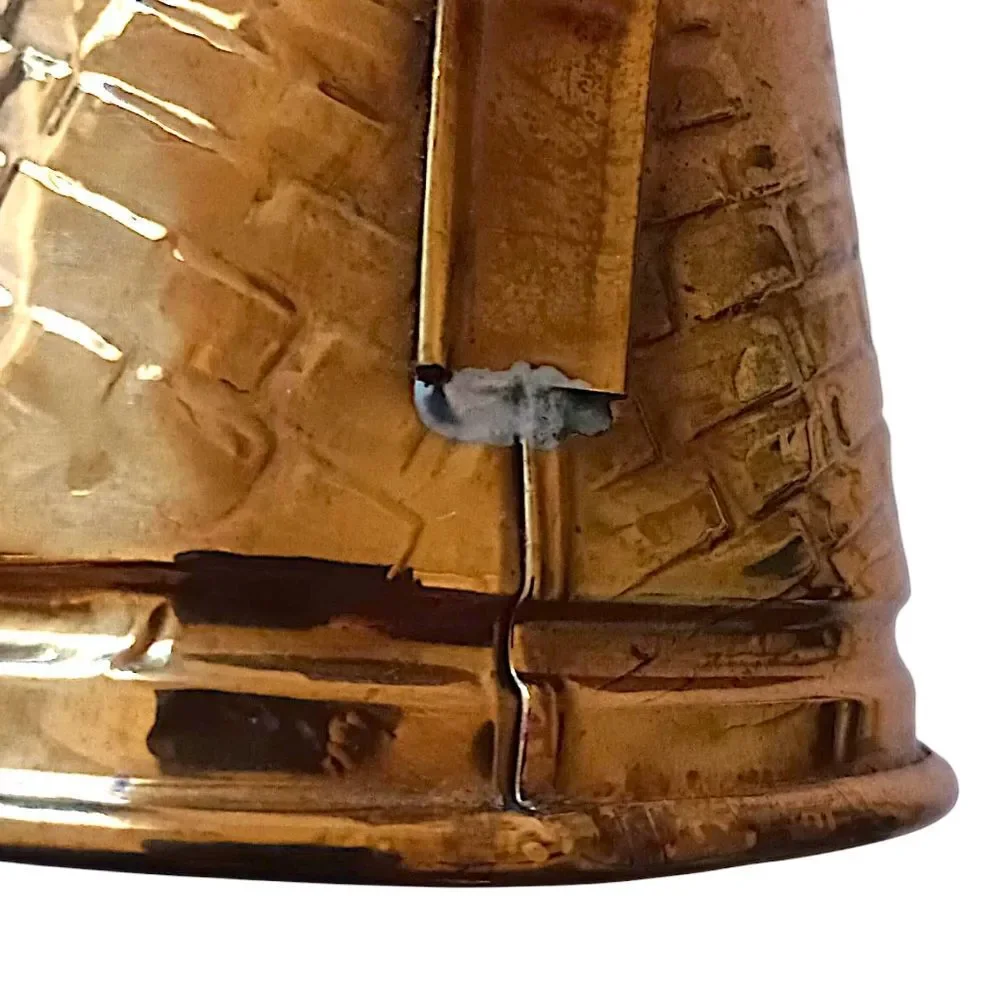 Brass Embossed Ale Pitcher‎ Pub Scene Repousse Made In England Textured Vintage